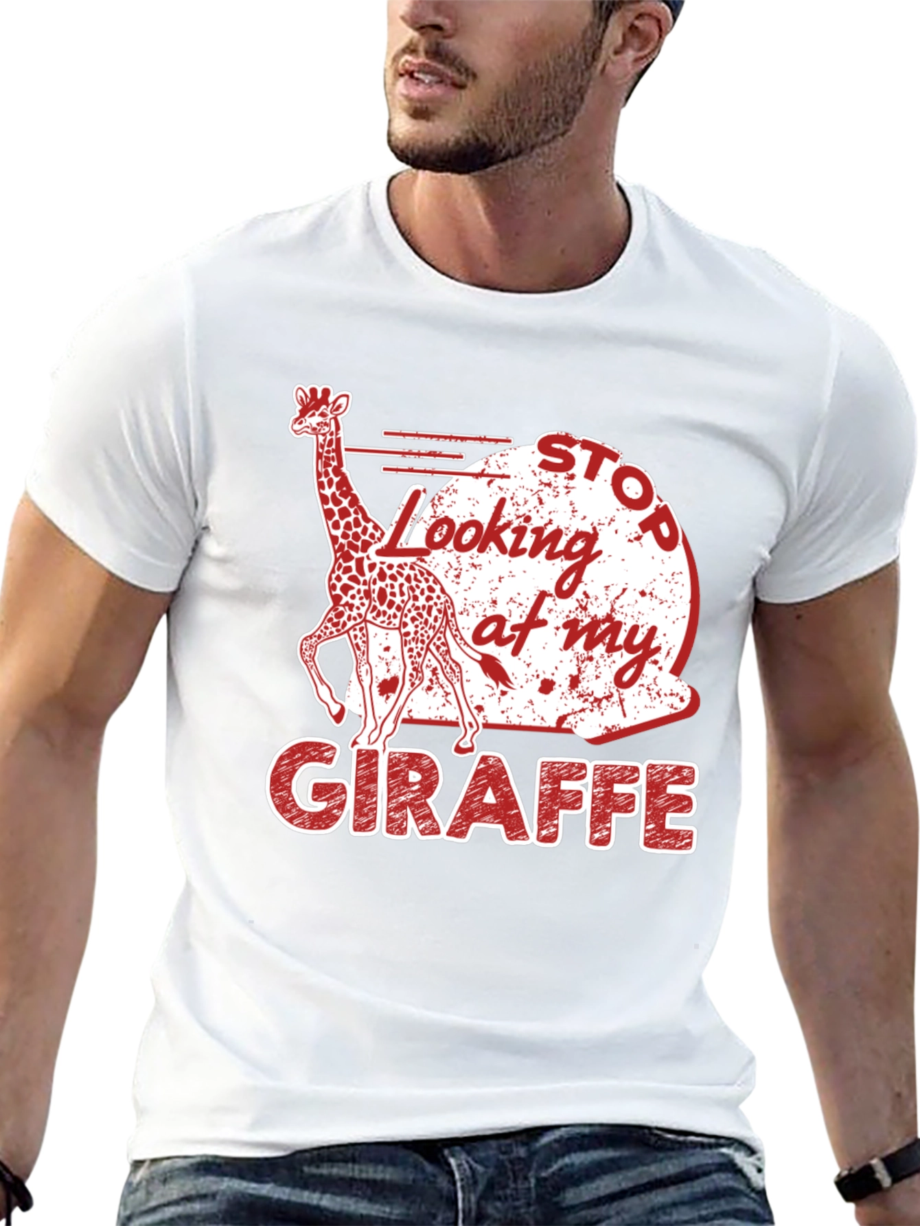 Stop Looking At My Giraffe Graphic T-Shirt