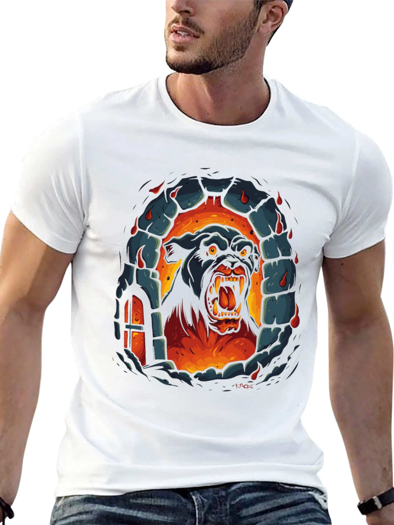 Fiery Feline Graphic Tee - Black T-Shirt