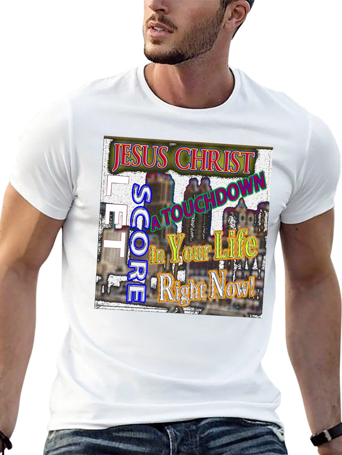 Jesus Christ Touchdown Graphic T-Shirt