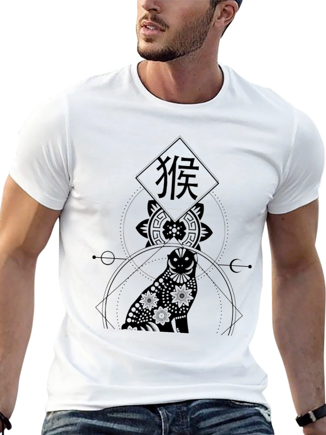 Geometric Owl Graphic Print T-Shirt - Stylish & Unique
