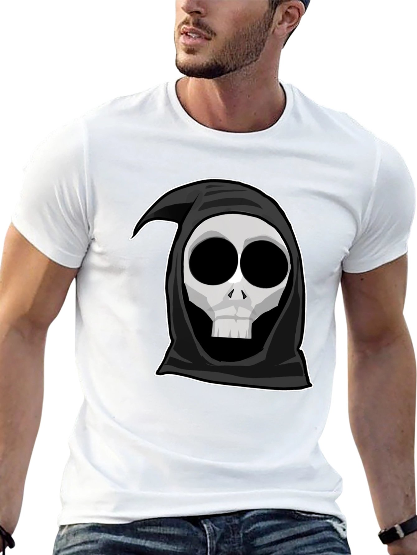 Grim Reaper Graphic Tee - Cool Cartoon Skull Shirt