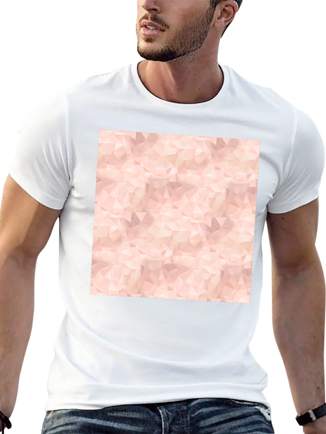 Geometric Print Tee - Modern Black Cotton Blend T-Shirt