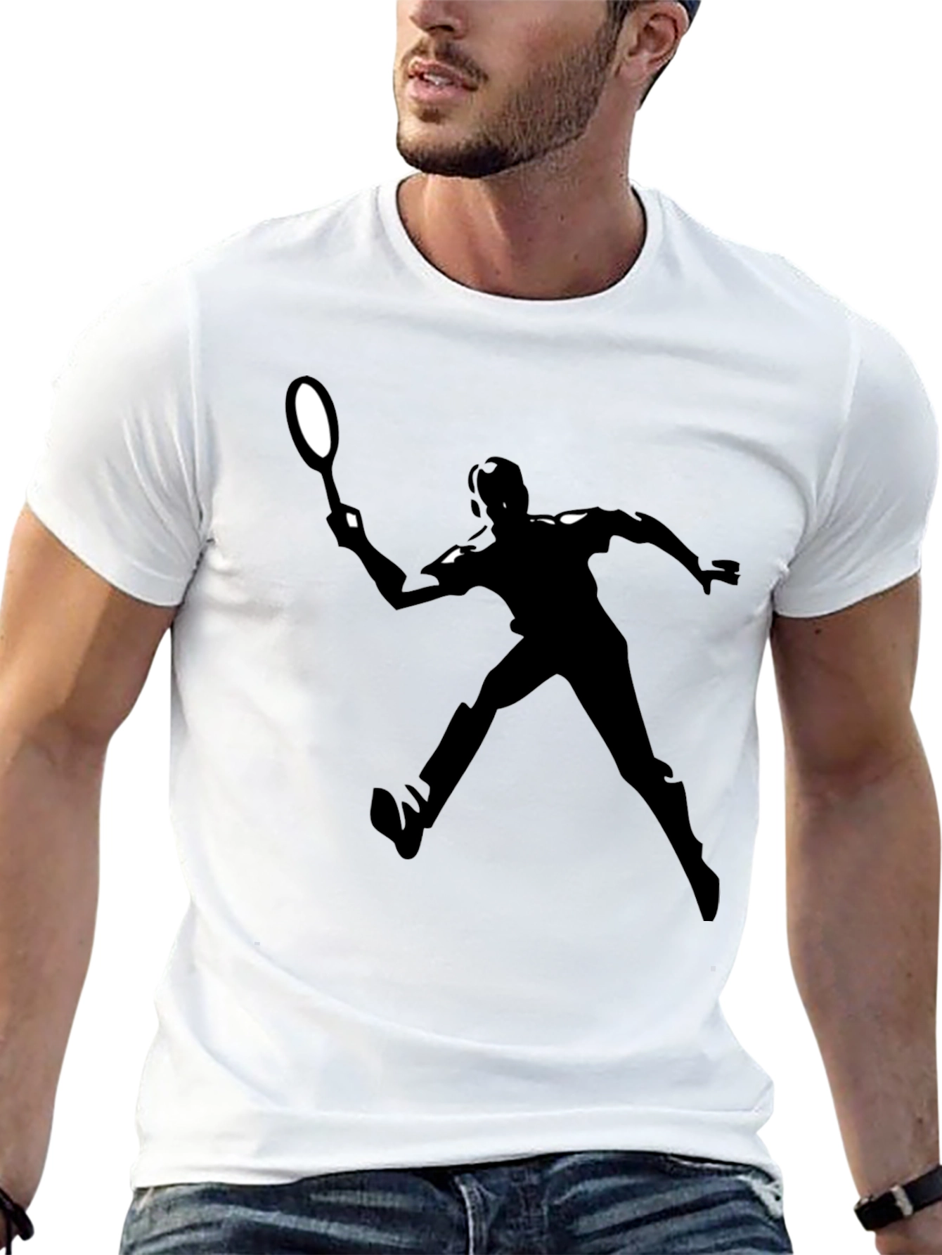 Tennis Player Graphic Tee - Black