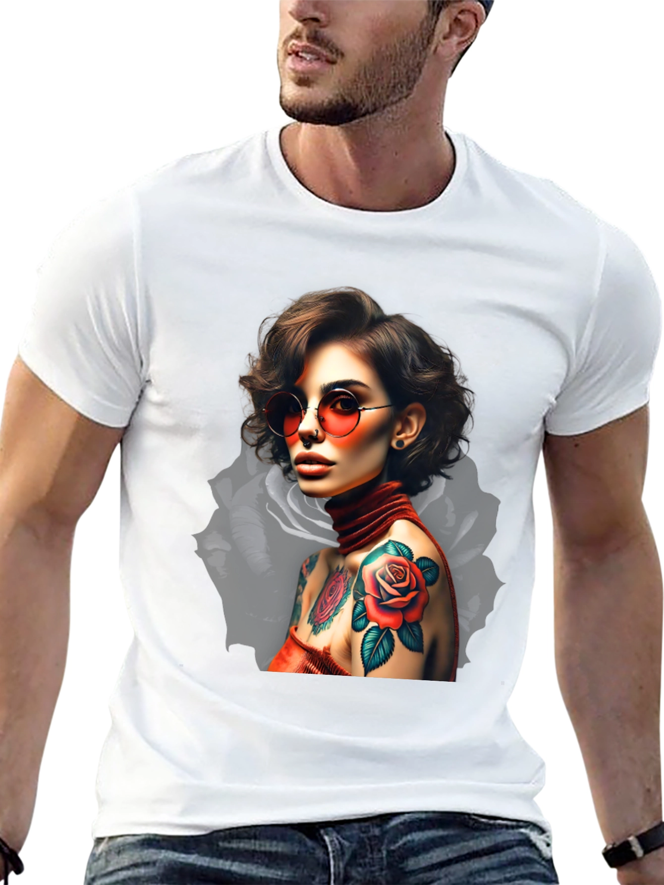 Rose Tattoo Graphic T-Shirt - Edgy Style