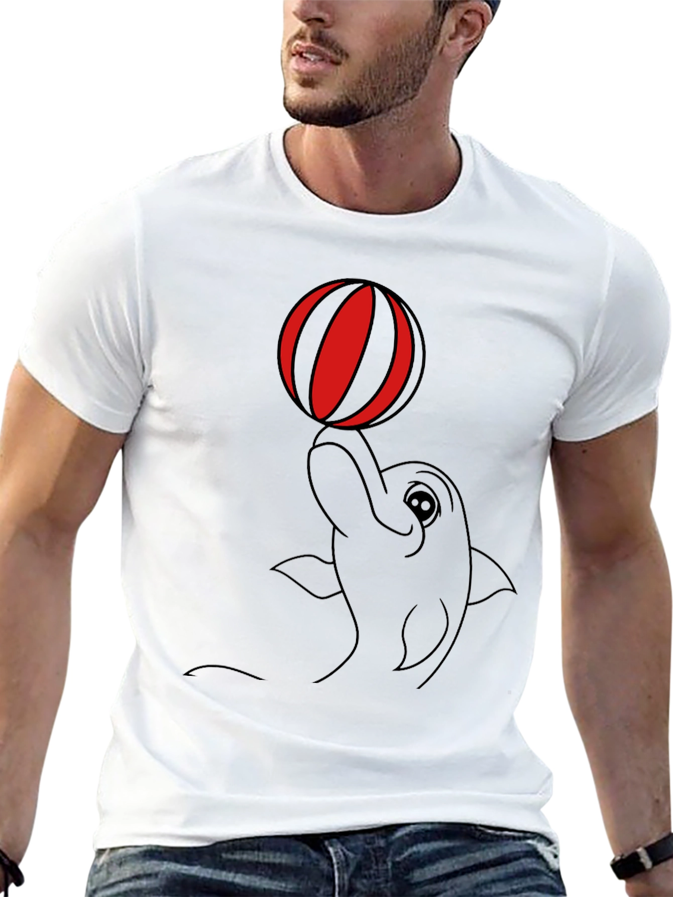 Dolphin & Ball Graphic Tee - Casual Black T-Shirt