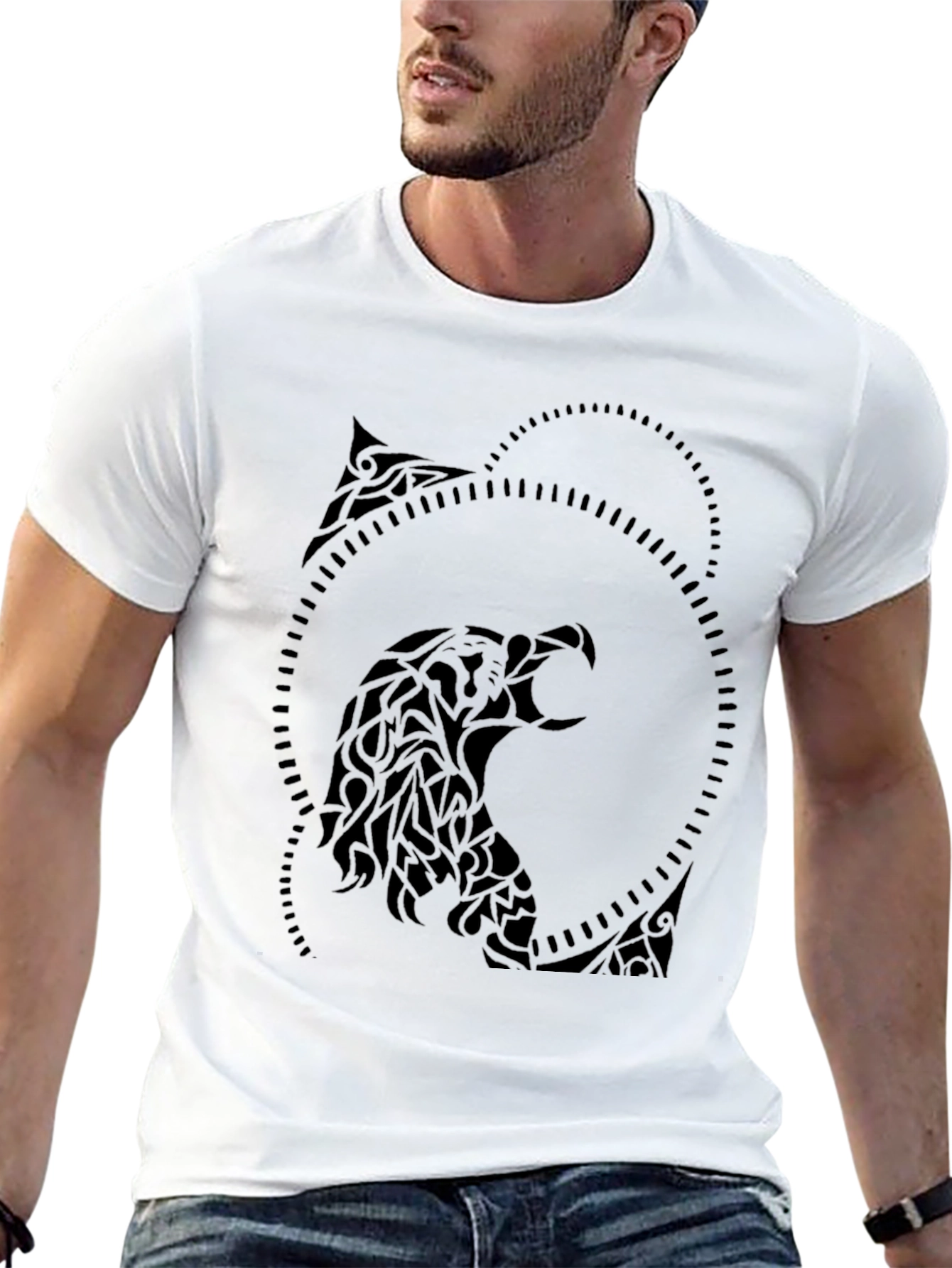 Tribal Eagle Graphic Black T-Shirt