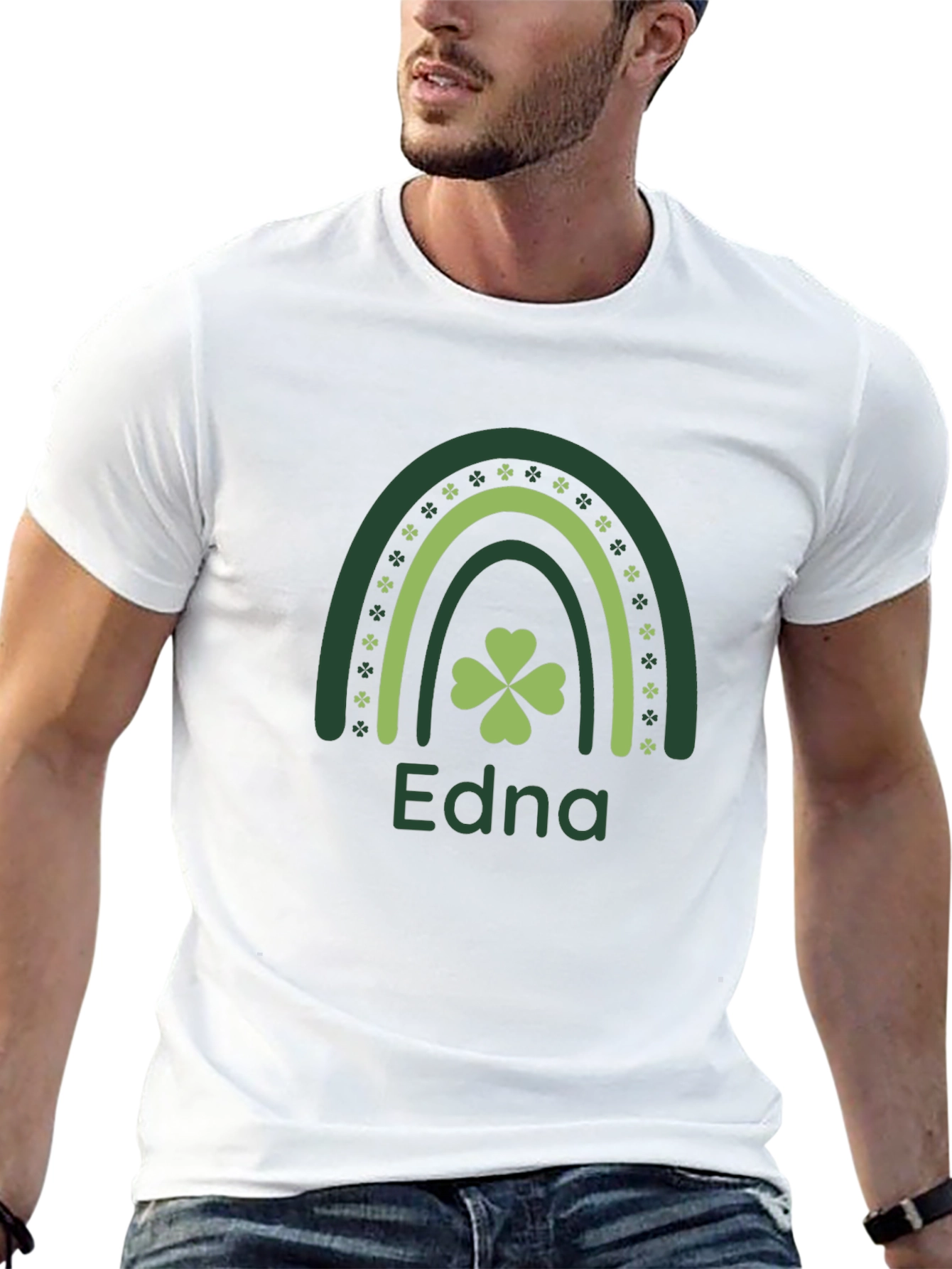 St. Patricks Day Edna Rainbow Clover T-Shirt