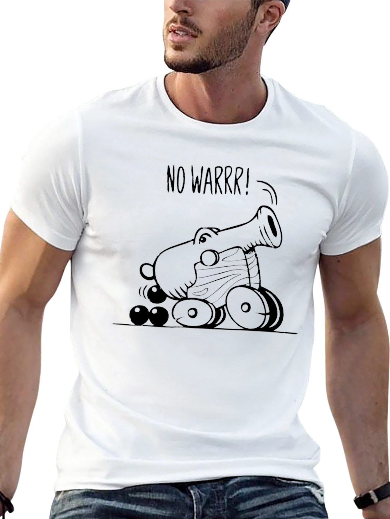 Funny No Warrr! Cannon Graphic T-Shirt
