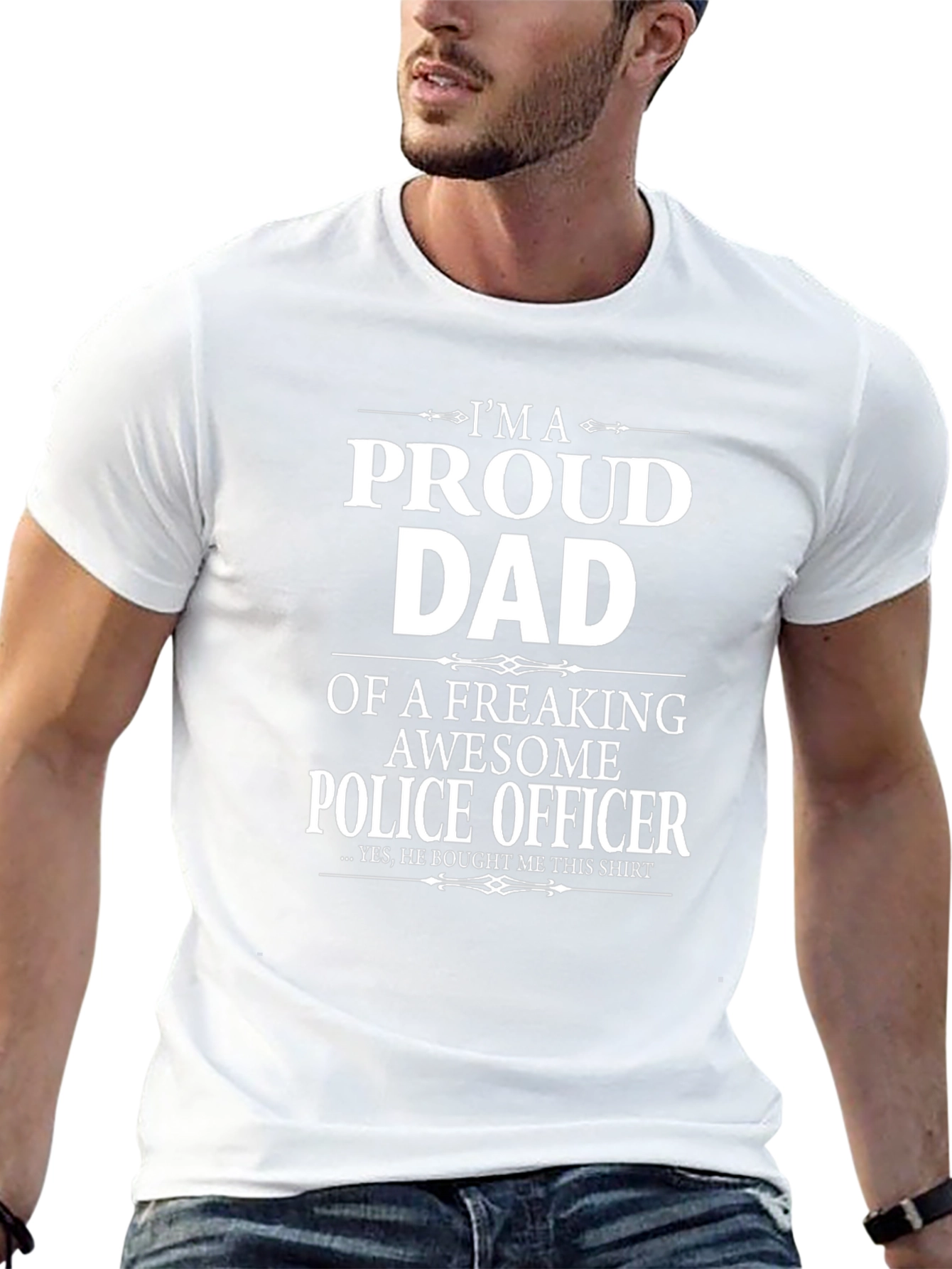 Proud Dad Police Officer Graphic T-Shirt