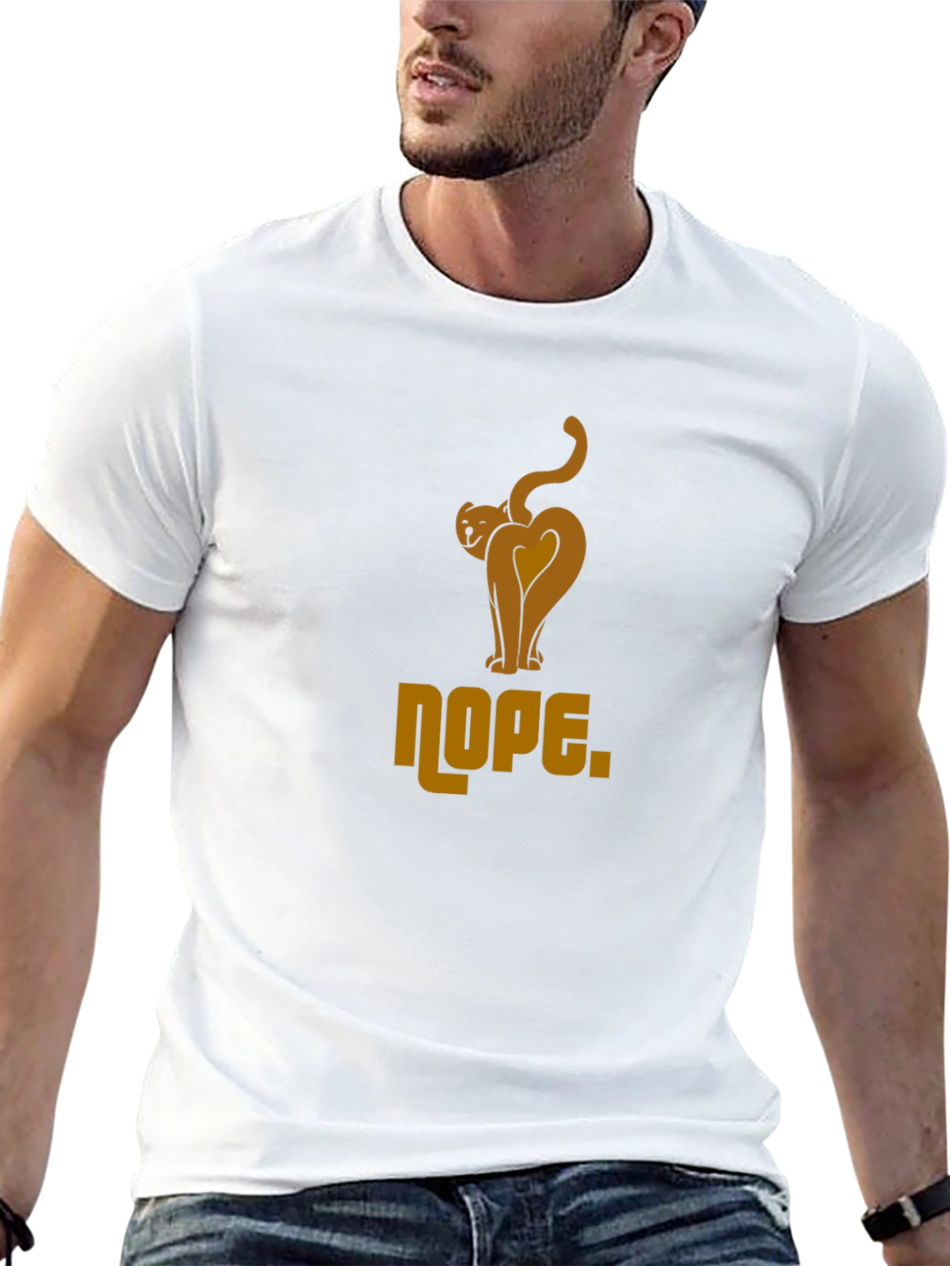 Nope Cat Graphic Tee - Black Cotton Blend