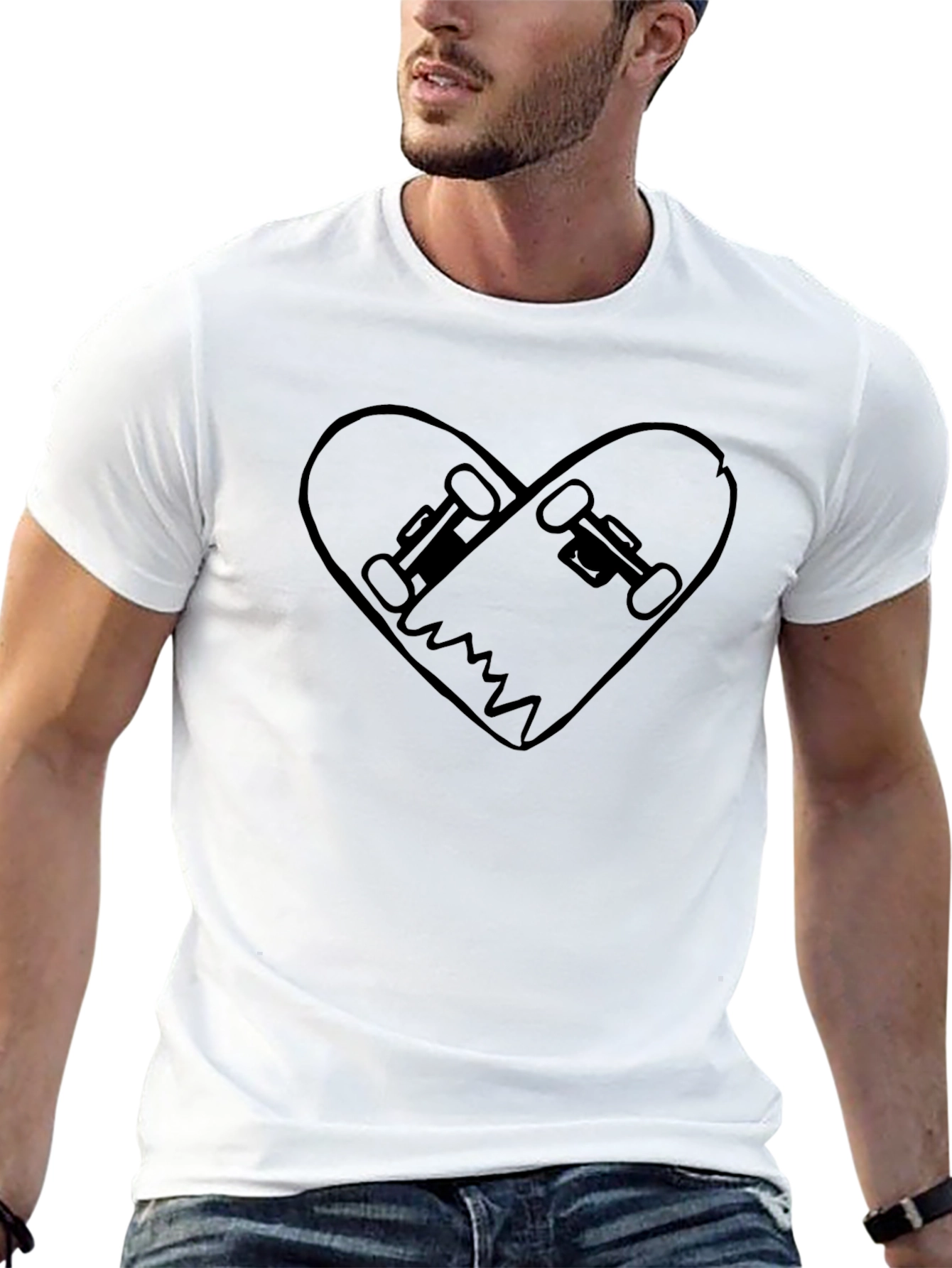 Skateboard Heart Graphic Tee - Black