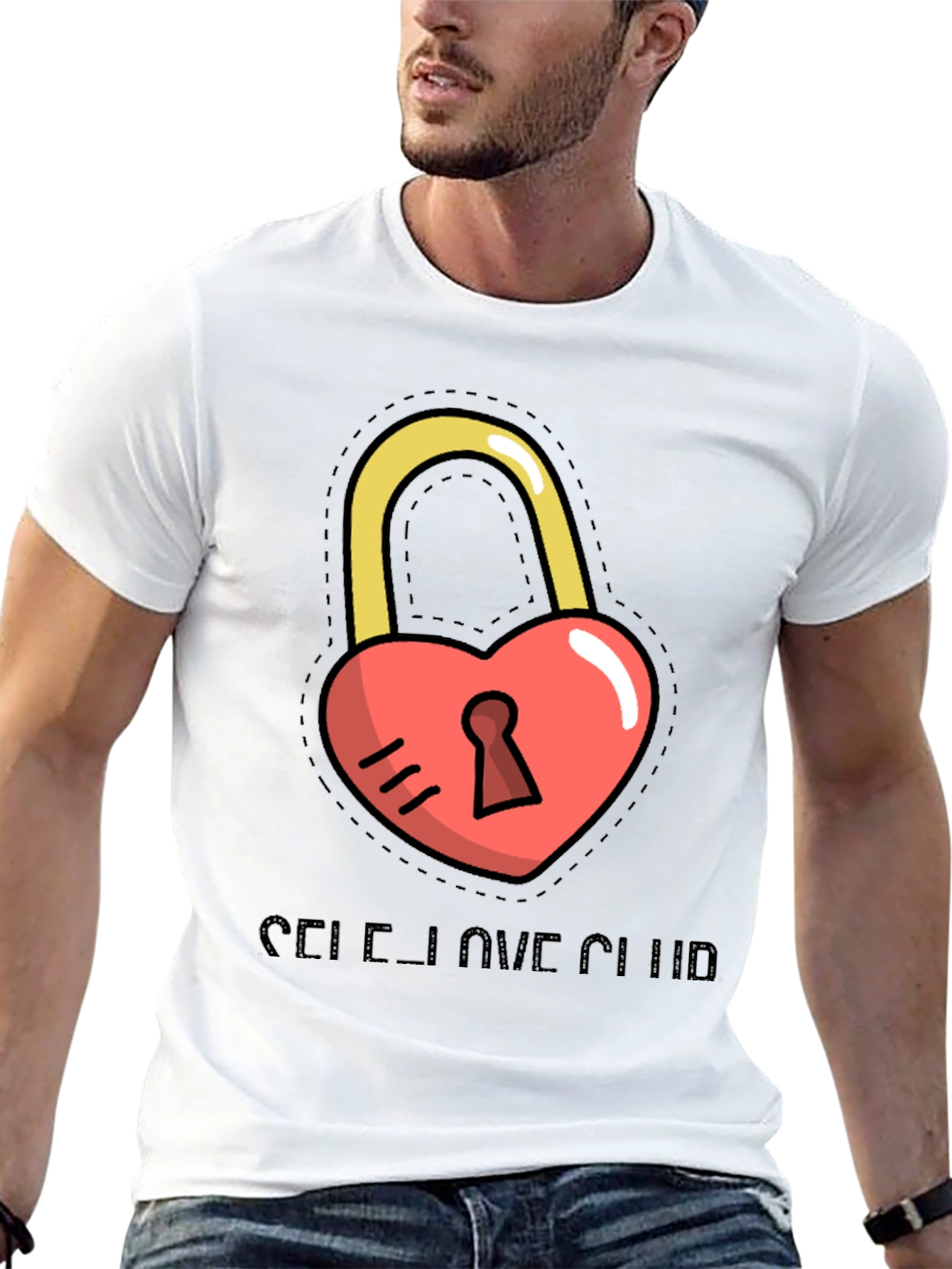 Self-Love Club Heart Lock Black T-Shirt