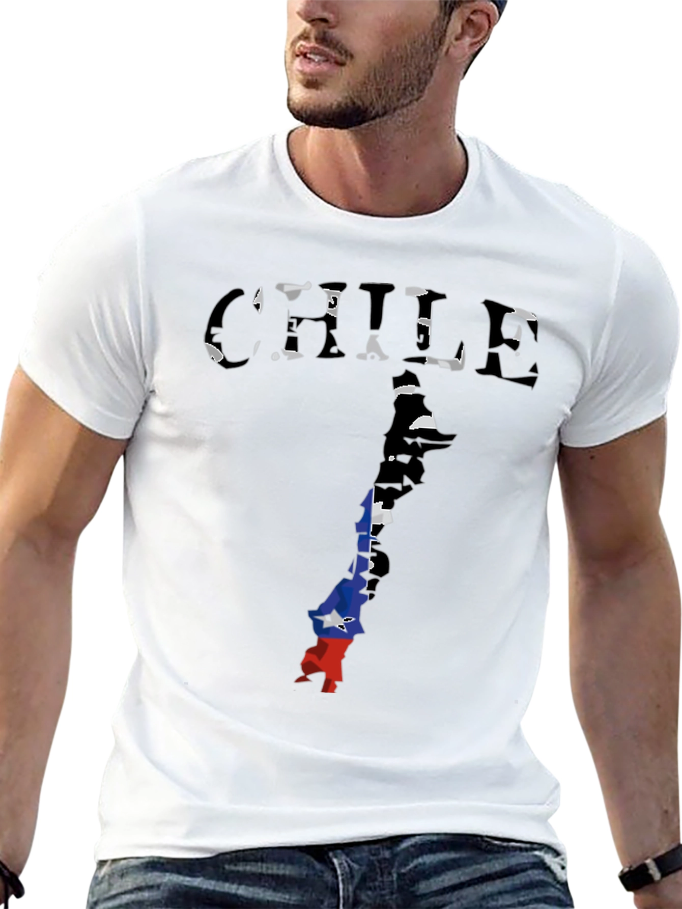 Chile Flag Map Black T-Shirt - Country Pride