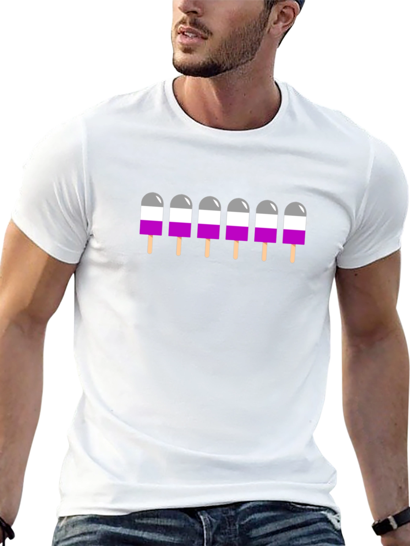 Asexual Pride Popsicle Graphic Tee - Black T-Shirt