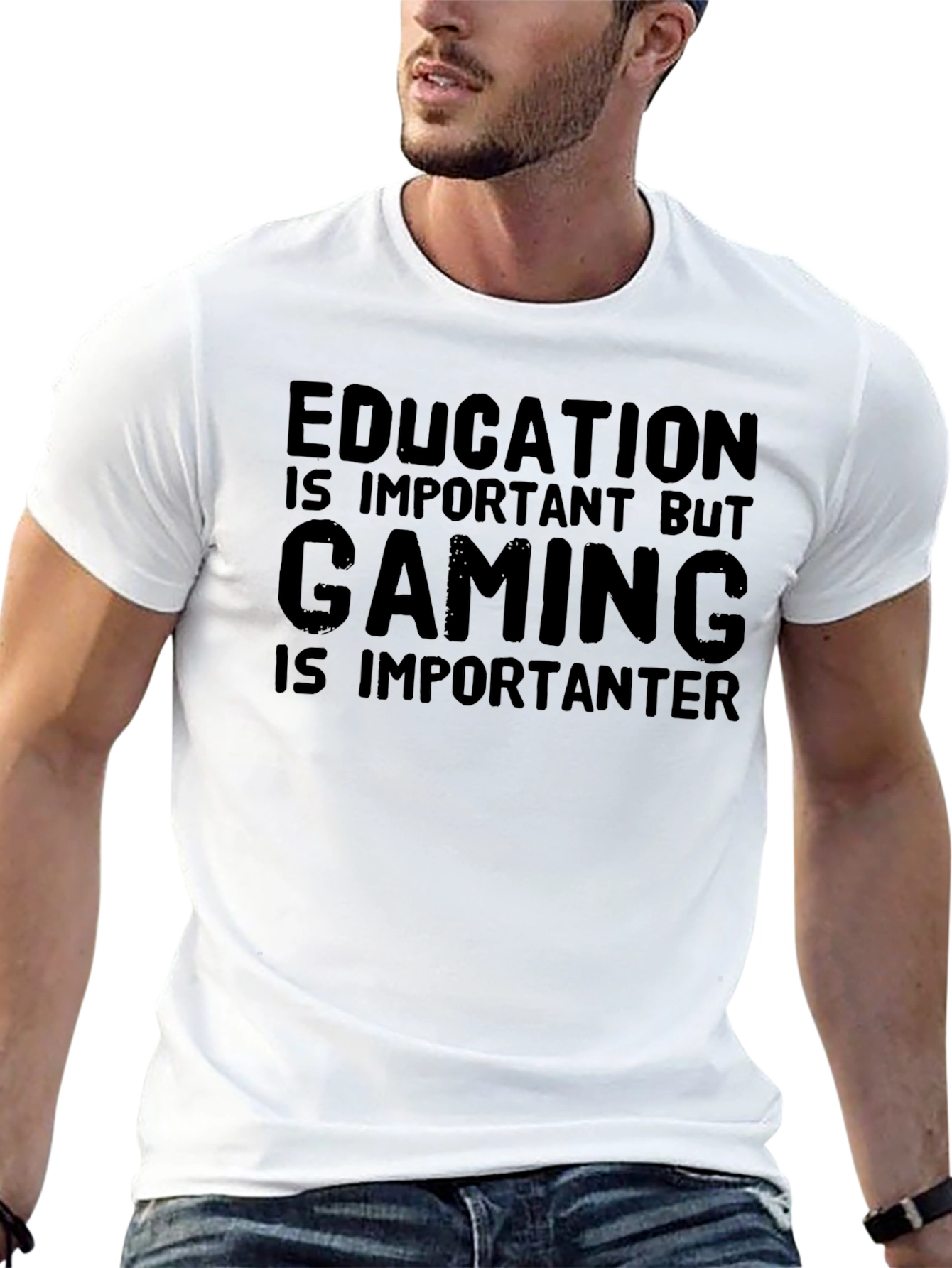 Gaming is Importanter Black Graphic Tee
