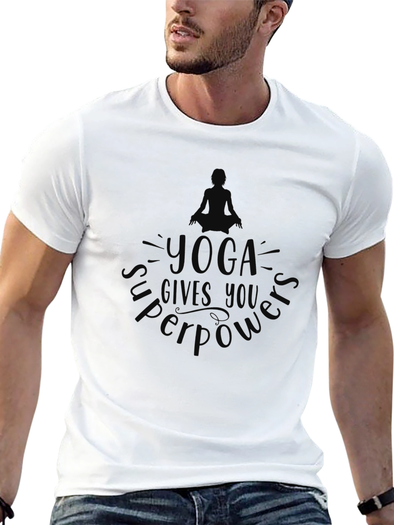 Yoga Superpowers Black Graphic T-Shirt
