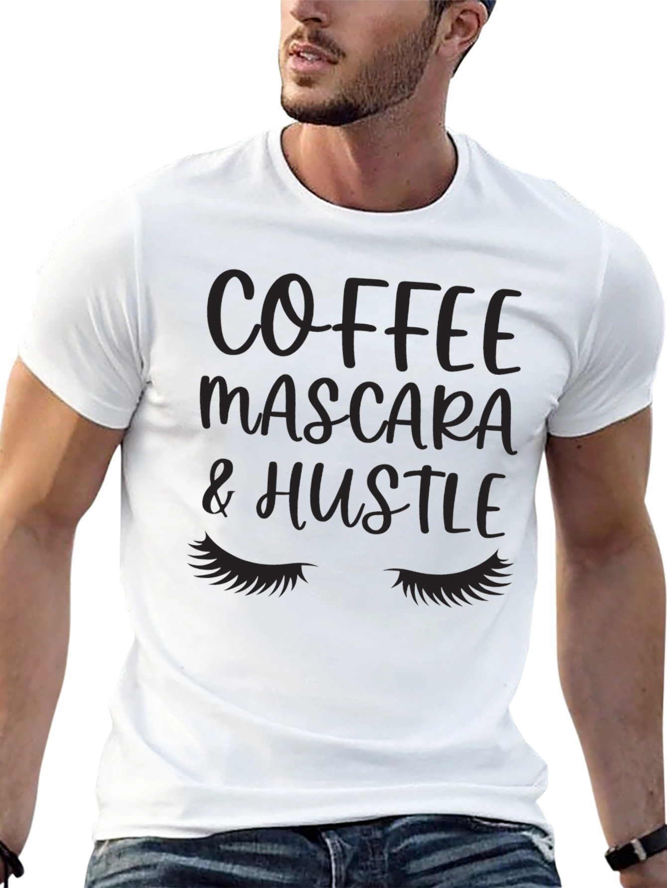 Coffee Mascara Hustle Tee - Black Graphic T-Shirt