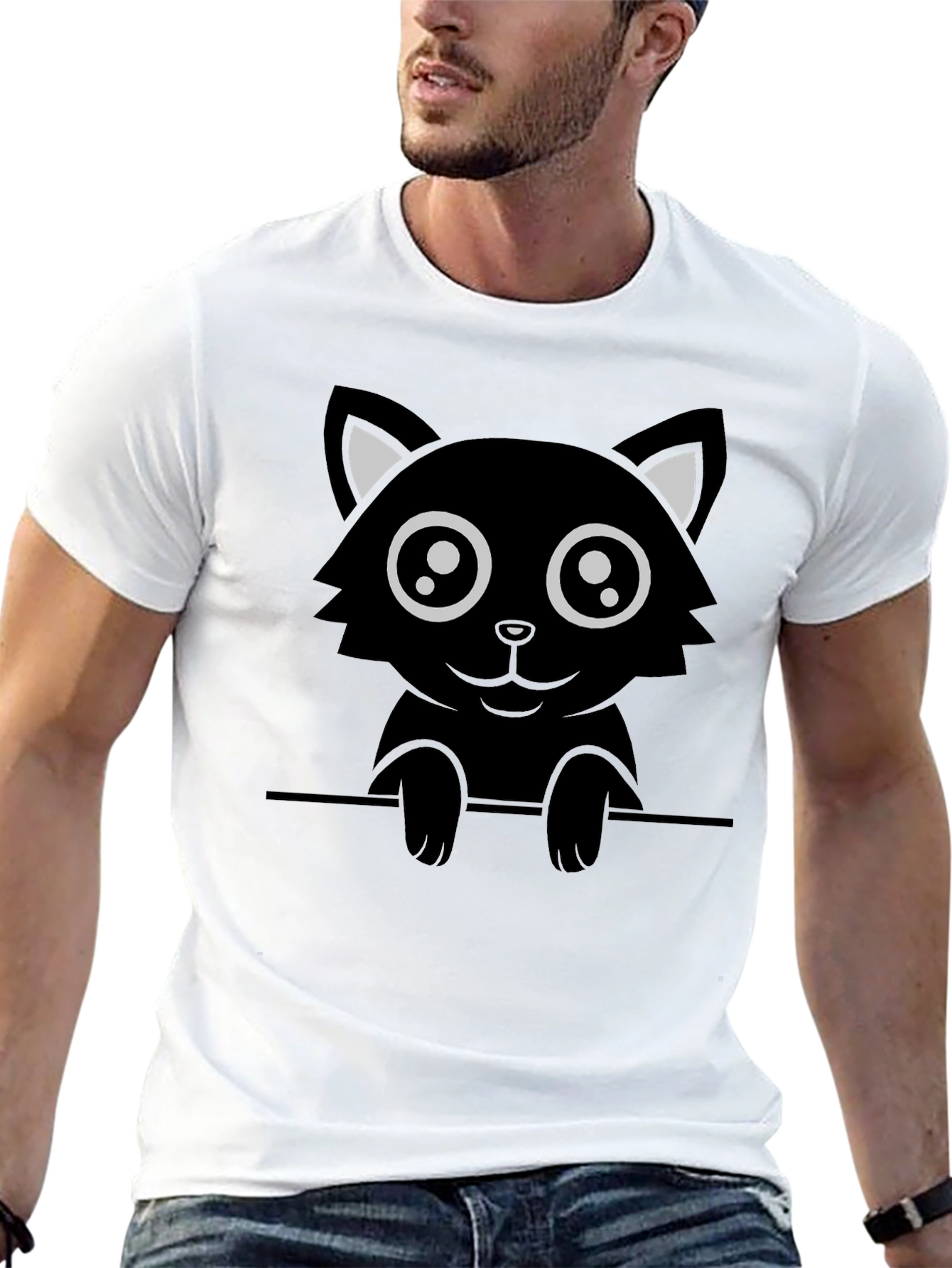 Cute Black Cat Graphic T-Shirt
