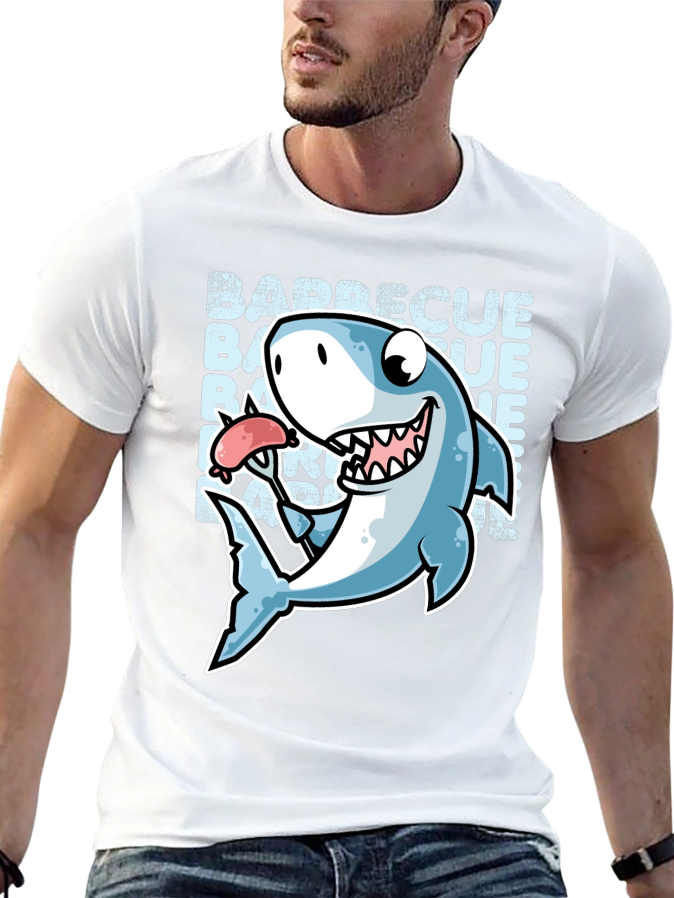 Barbecue Shark Graphic T-Shirt