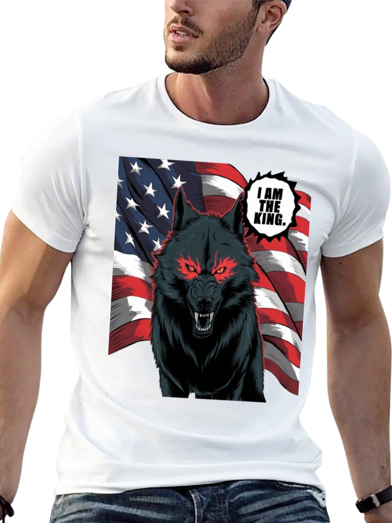 American Wolf King Graphic T-Shirt