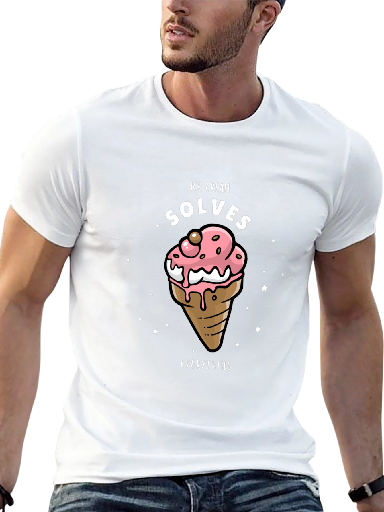 Ice Cream Solves Everything Black T-Shirt