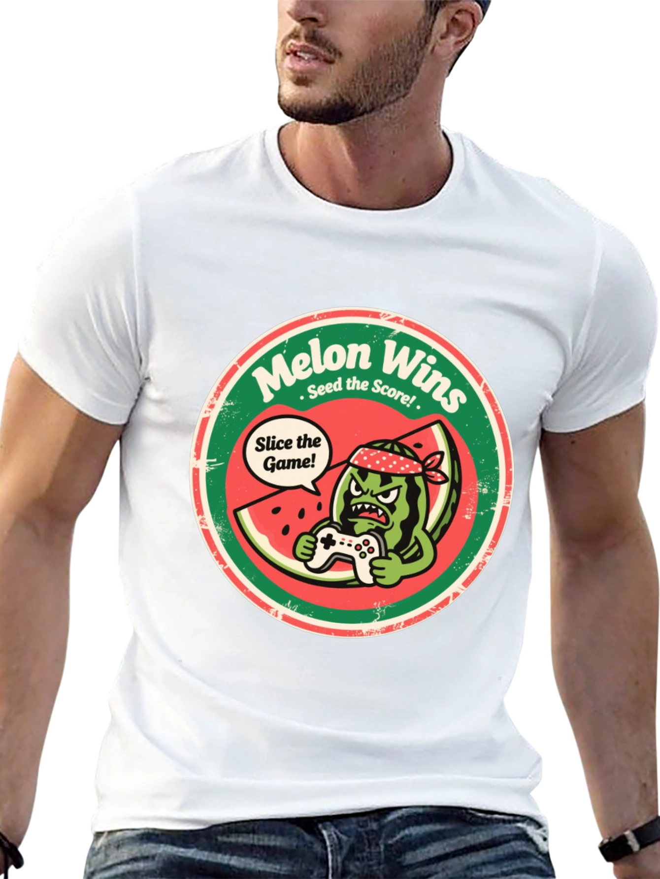 Melon Wins T-Shirt - Gamer Watermelon Tee