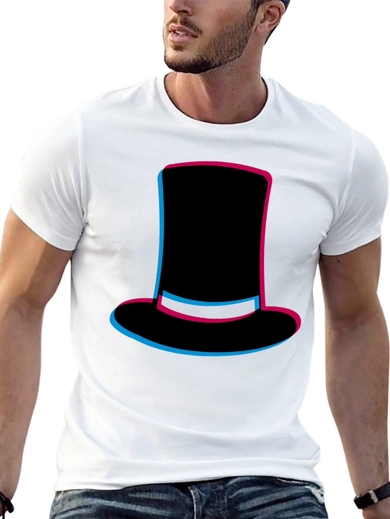 Top Hat Graphic Tee - Stylish Mens Black T-Shirt