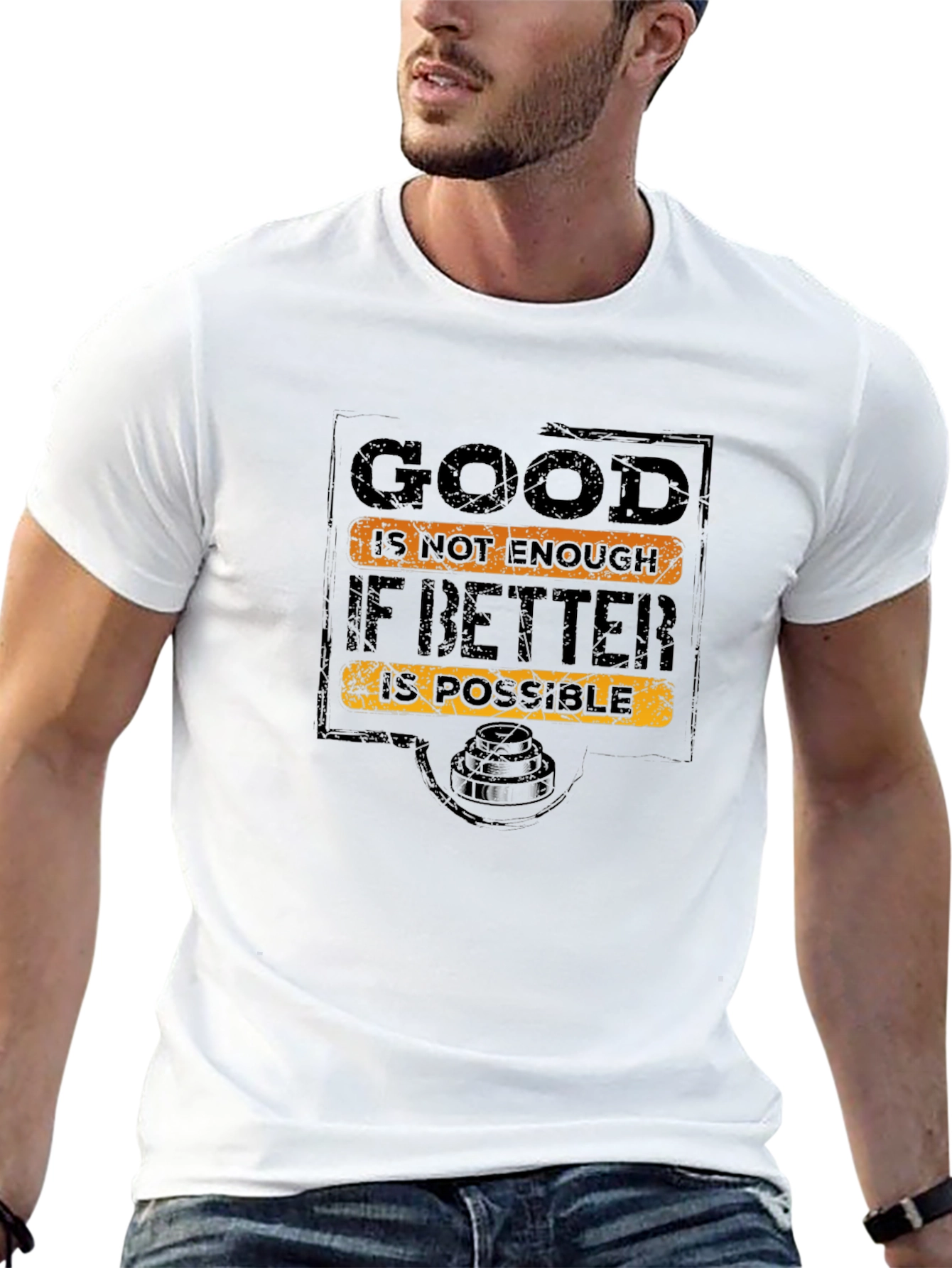 Inspirational Good is Not Enough Black Graphic T-Shirt