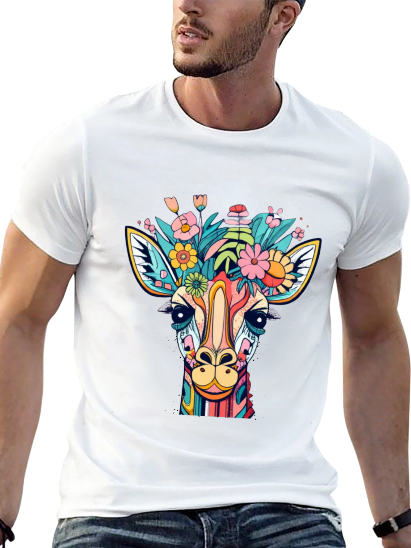 Giraffe Floral Graphic Tee