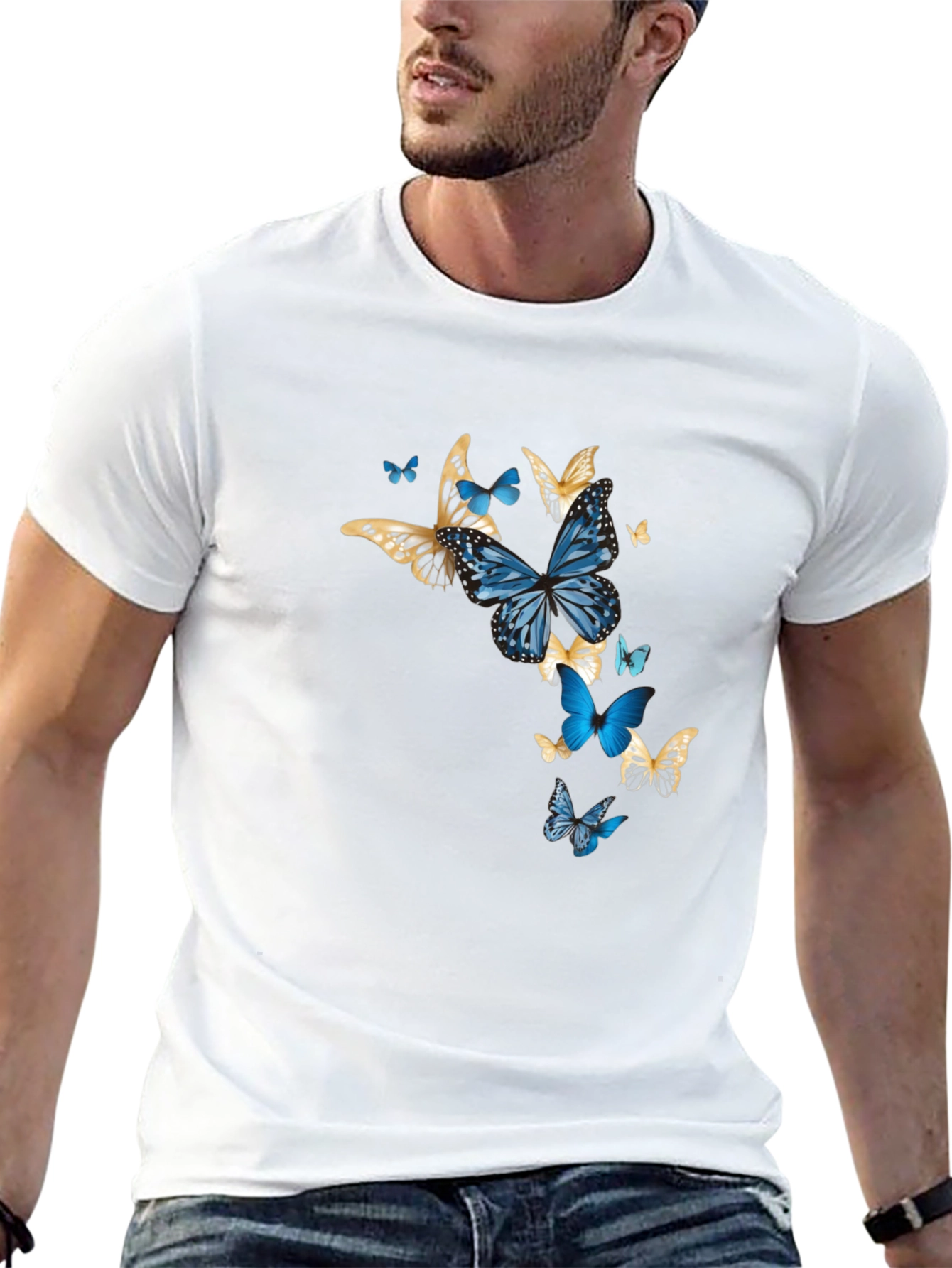 Butterfly Graphic Print Black T-Shirt