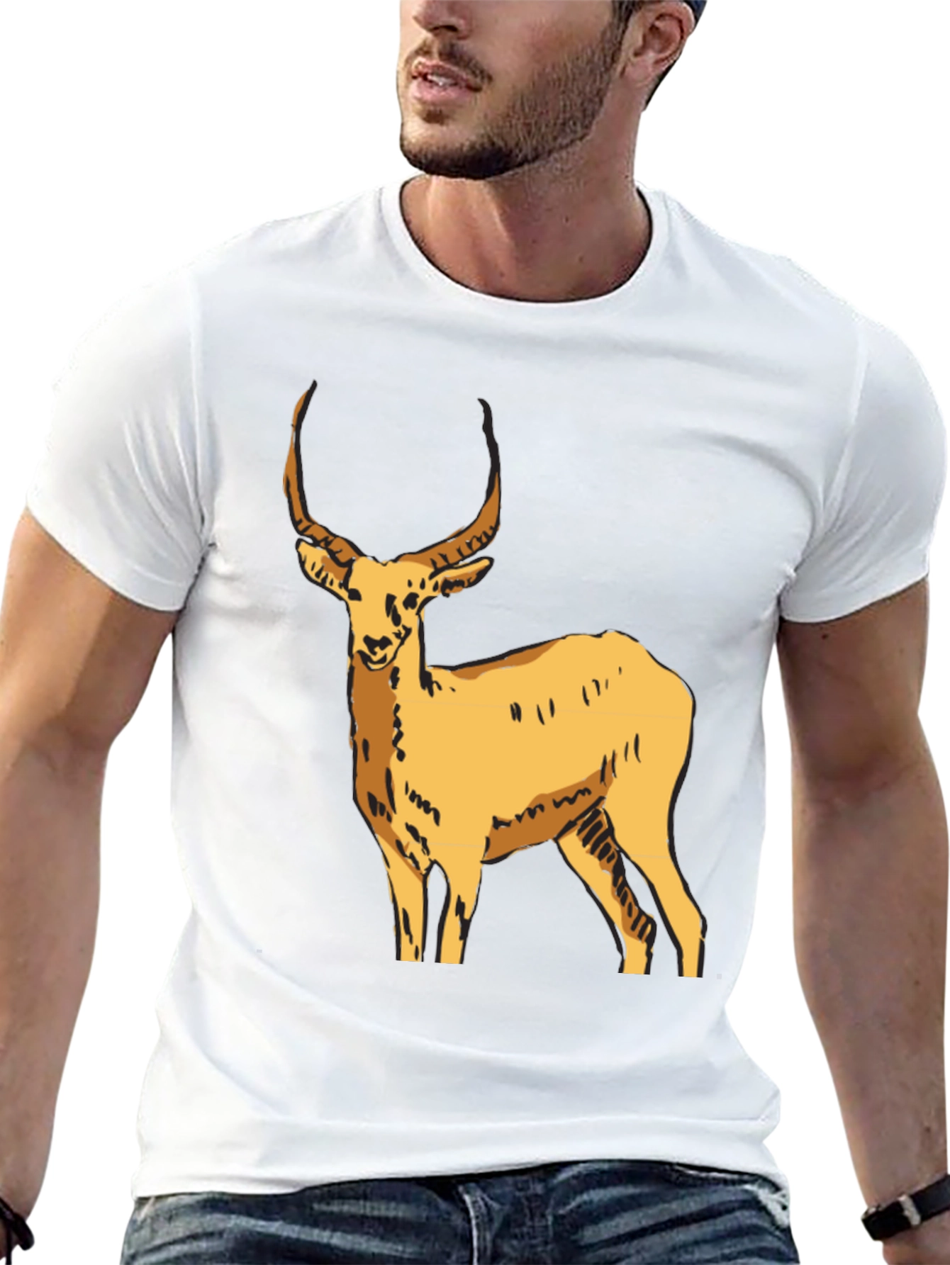 Black T-Shirt with Antelope Graphic