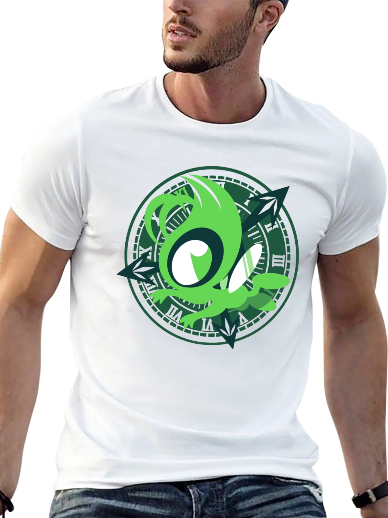 Green Sprite Graphic Black T-Shirt