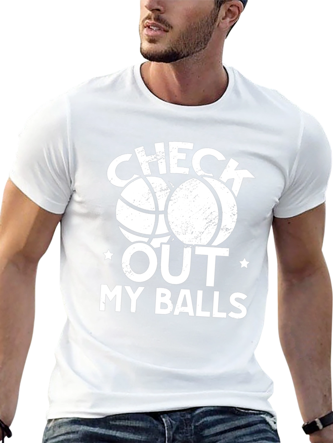 Funny Basketball Graphic T-Shirt - Check Out My Balls