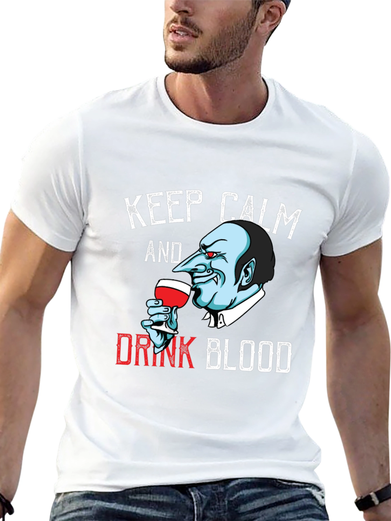 Keep Calm Vampire T-Shirt - Funny Halloween Tee