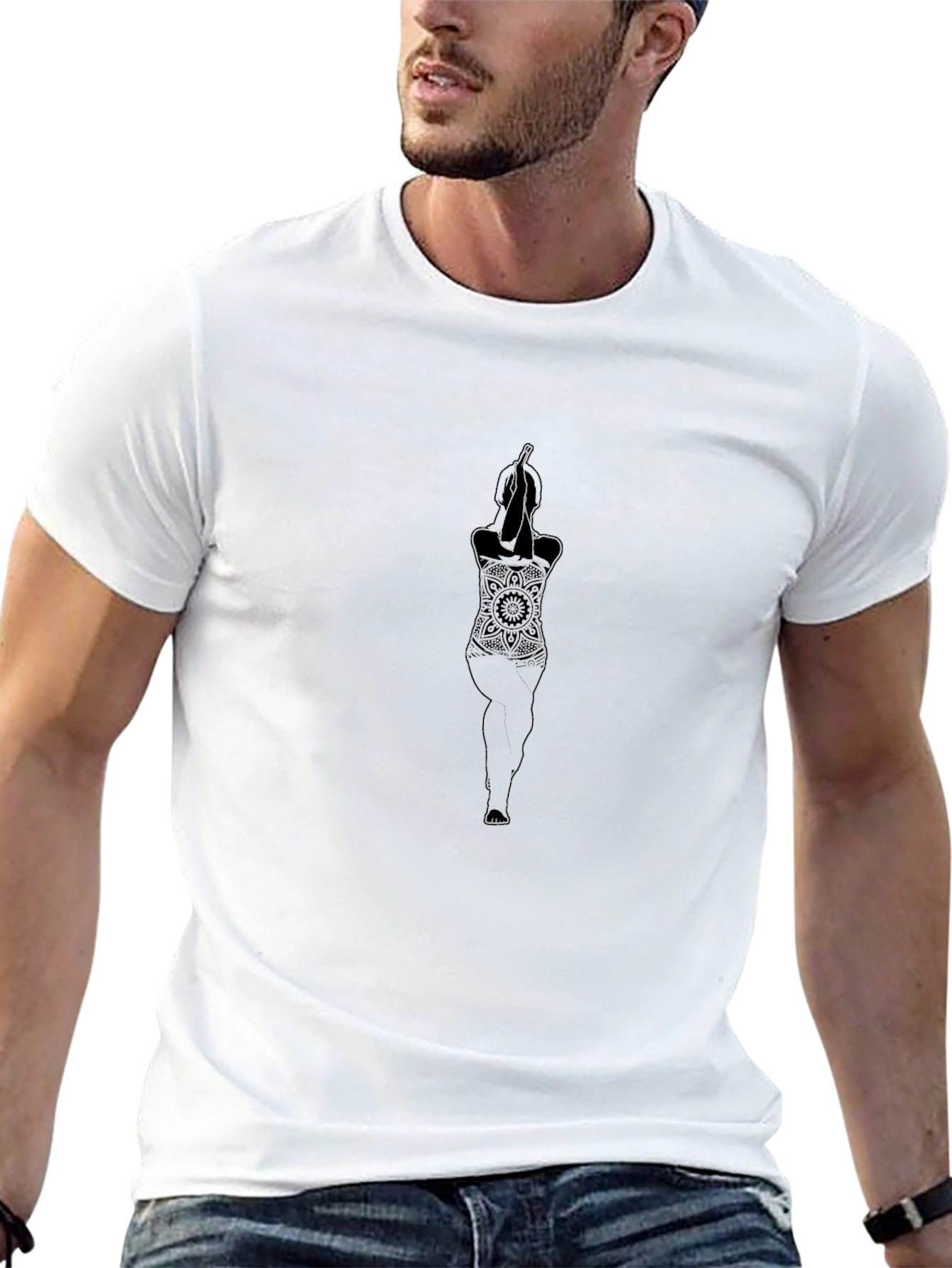 Black Yoga Mandala Graphic Tee - Comfort Fit