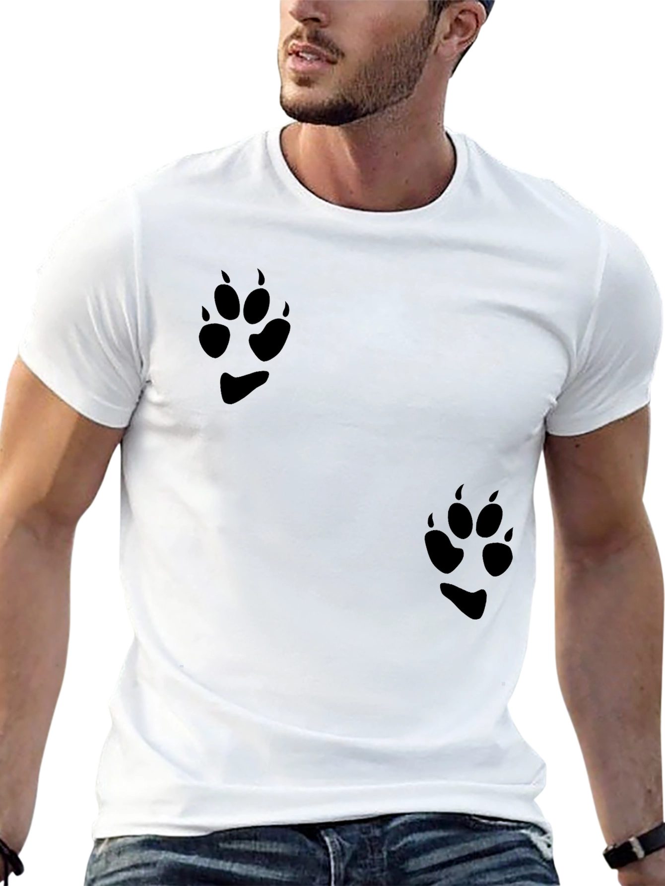 Black T-Shirt with Paw Print Design