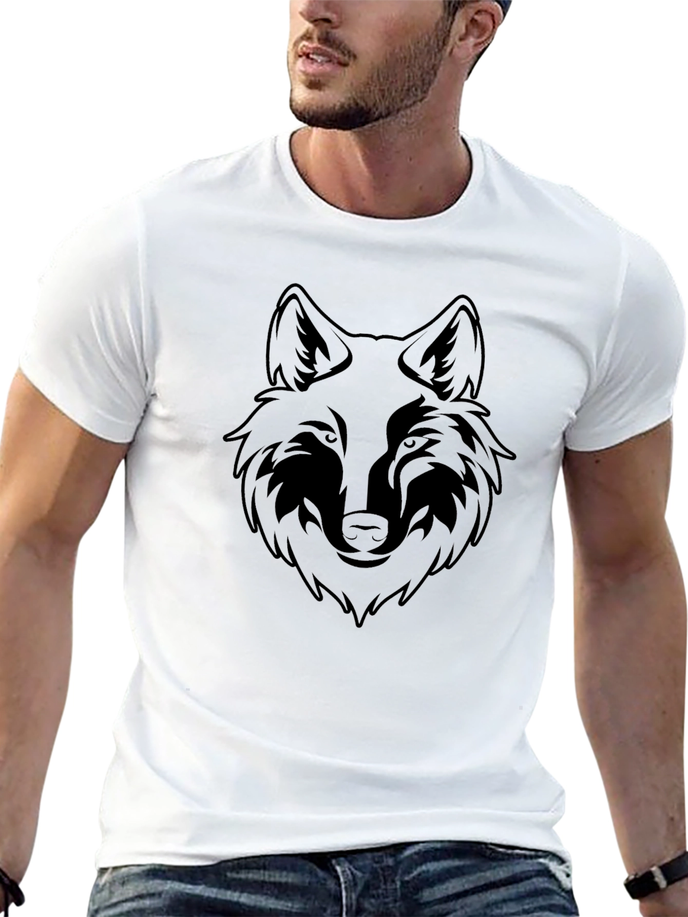 Black Wolf Graphic T-Shirt - Mens Fashion
