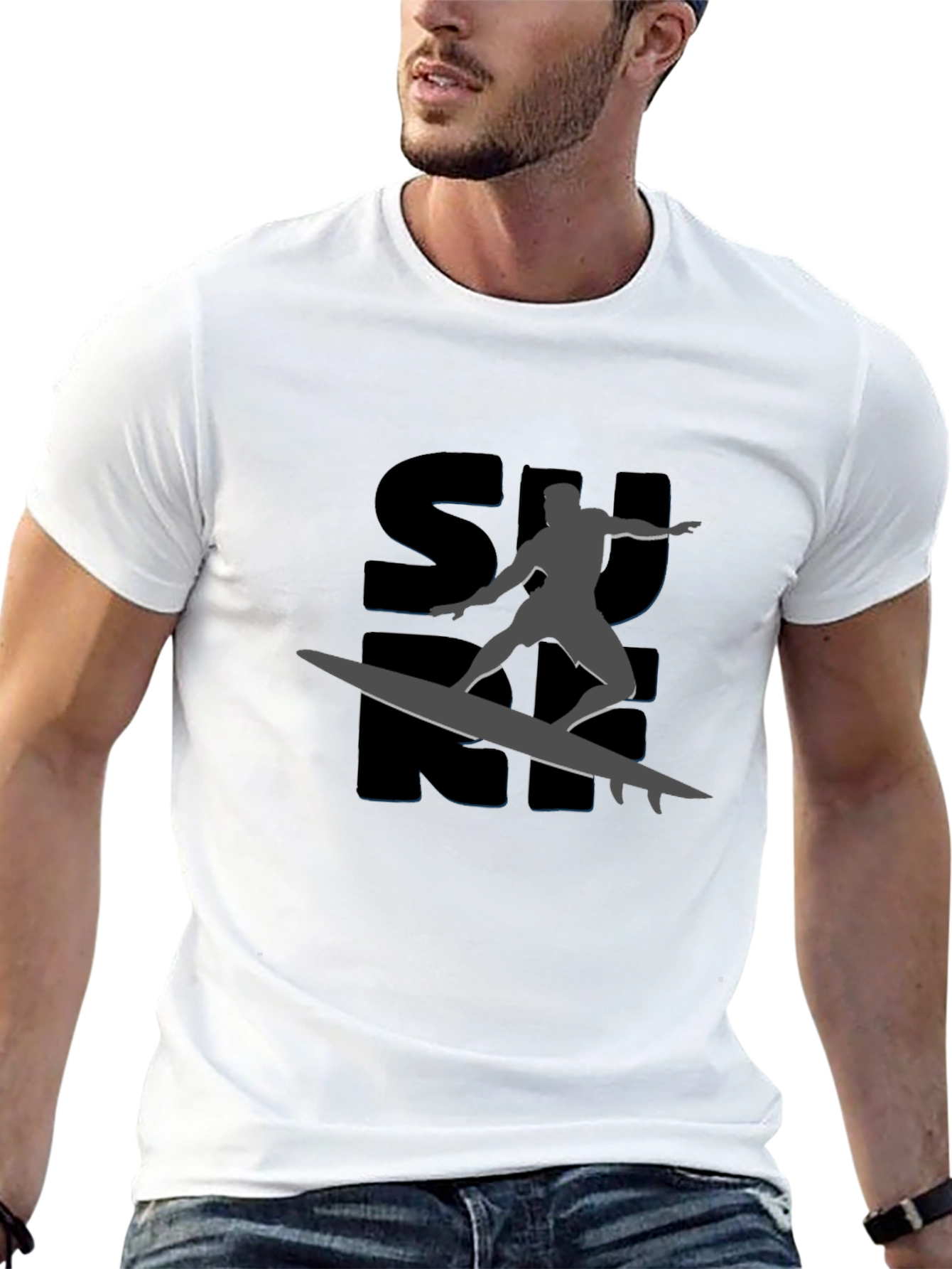 Surfing Silhouette Graphic Tee - Ride the Wave!