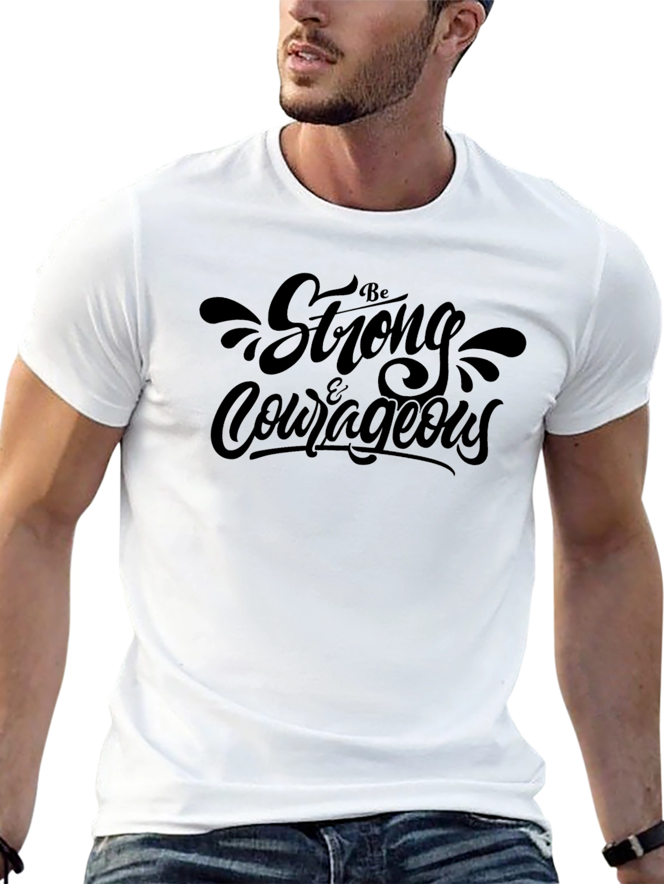 Be Strong & Courageous Black Tee