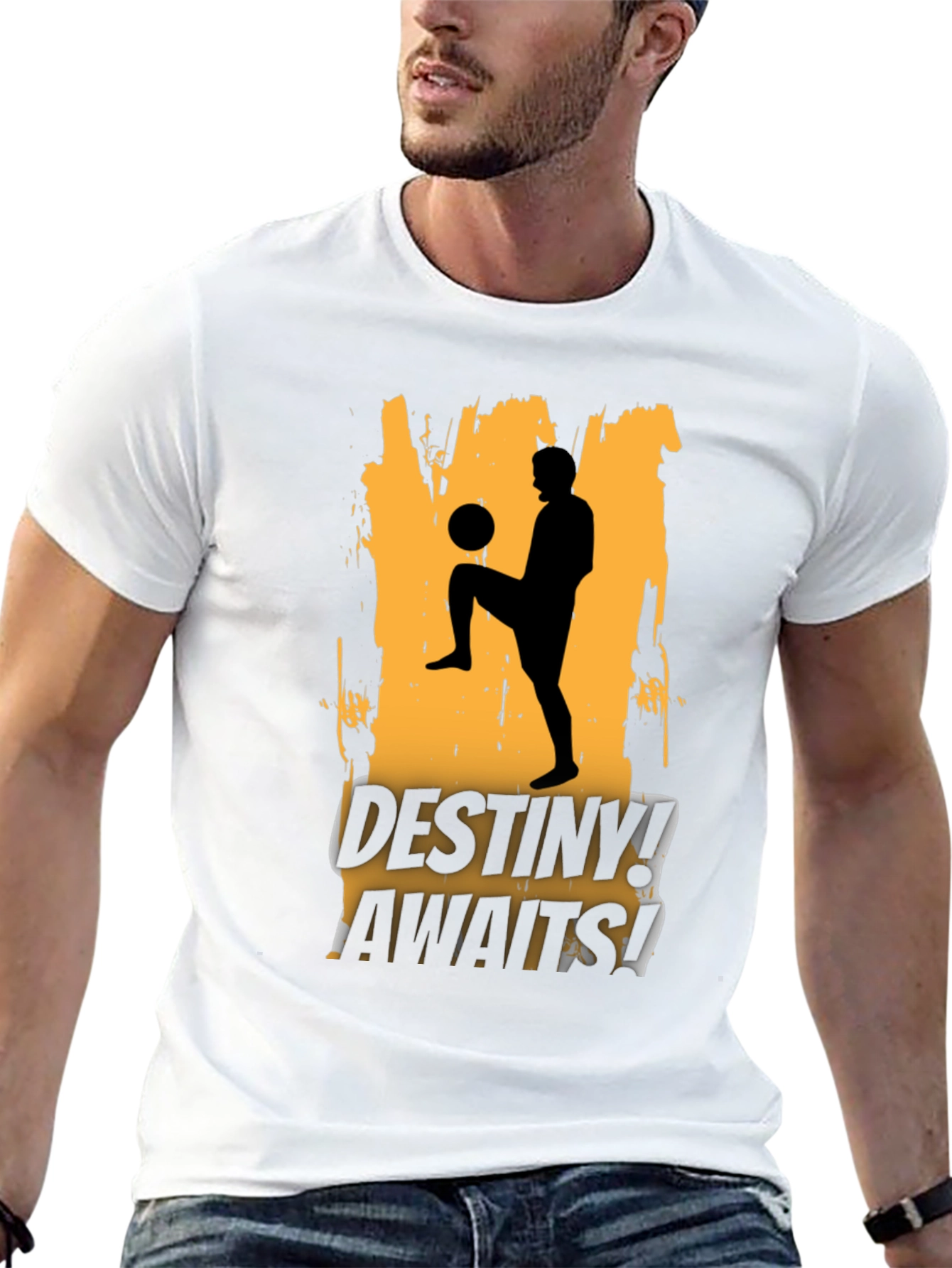 Destiny Awaits Soccer Graphic Black T-Shirt