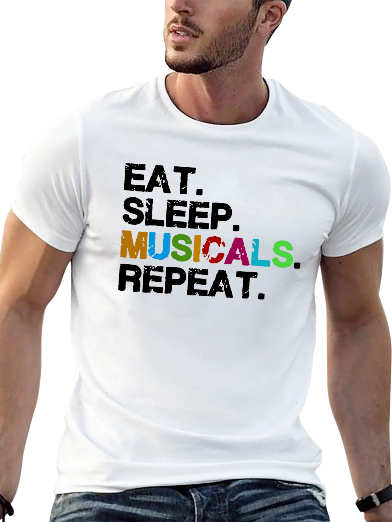 Eat Sleep Musicals Repeat Black T-Shirt