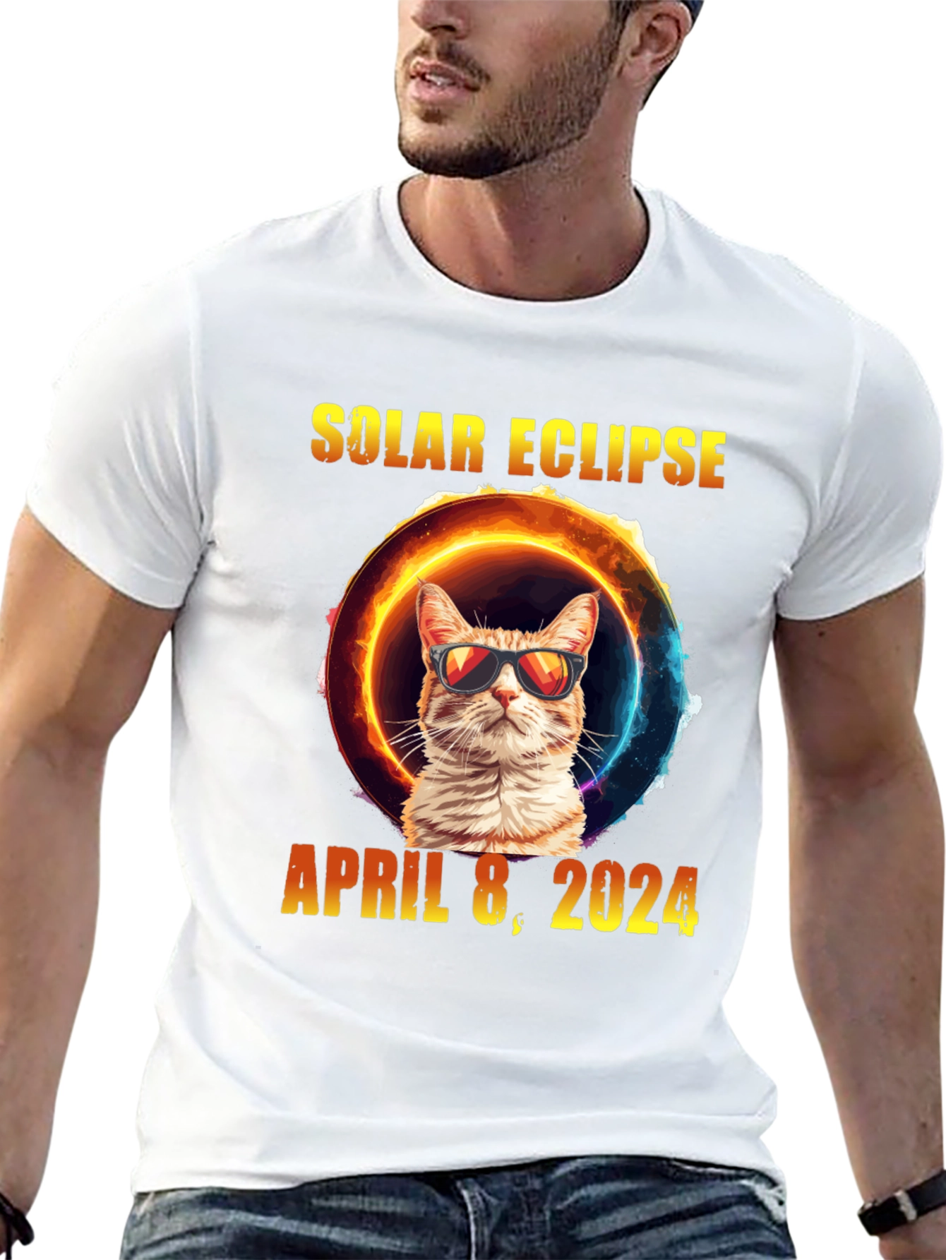 Solar Eclipse Cat T-Shirt - April 8 2024