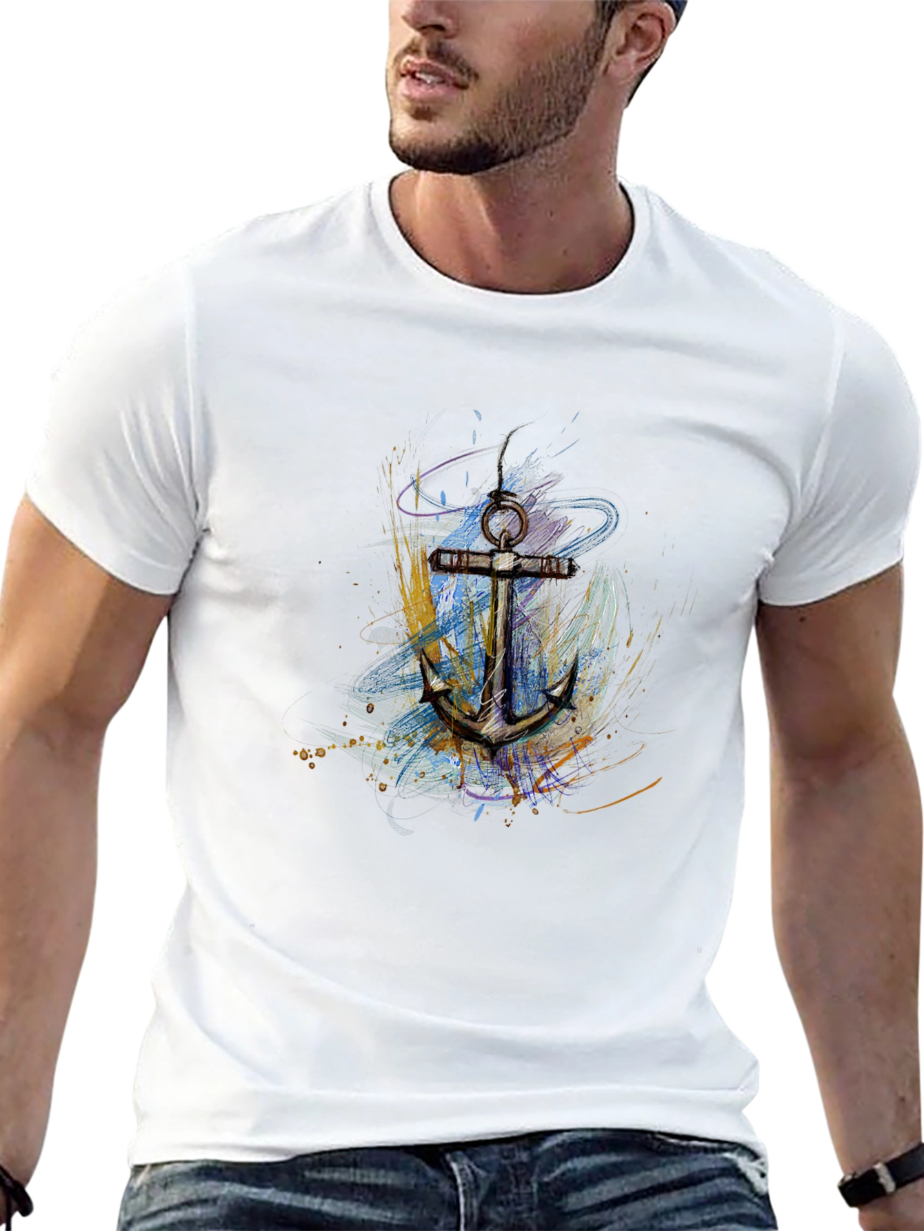 Nautical Anchor Graphic Black T-Shirt
