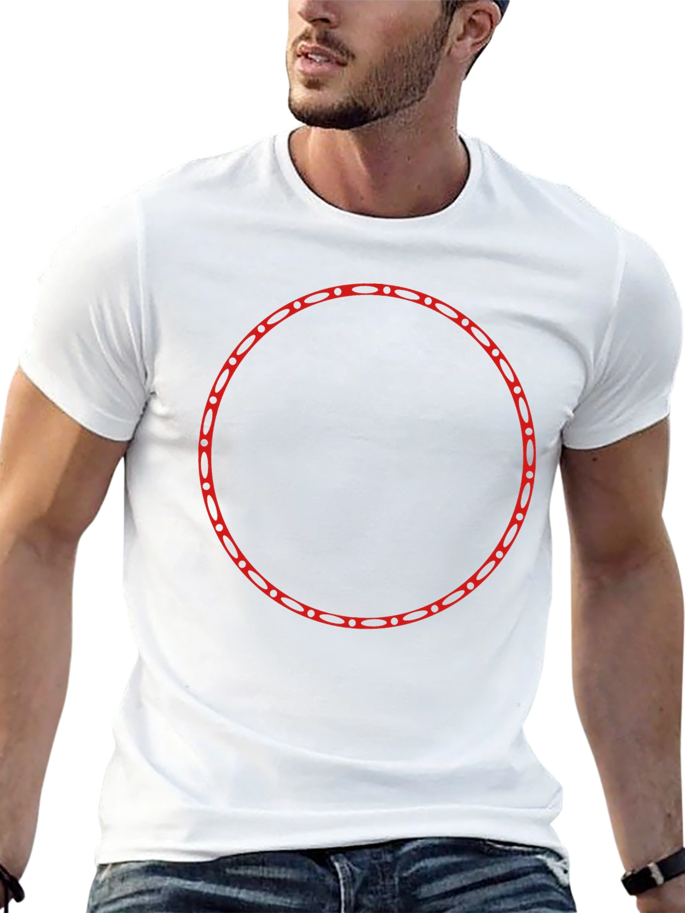 Modern Black T-Shirt with Red Circle Design