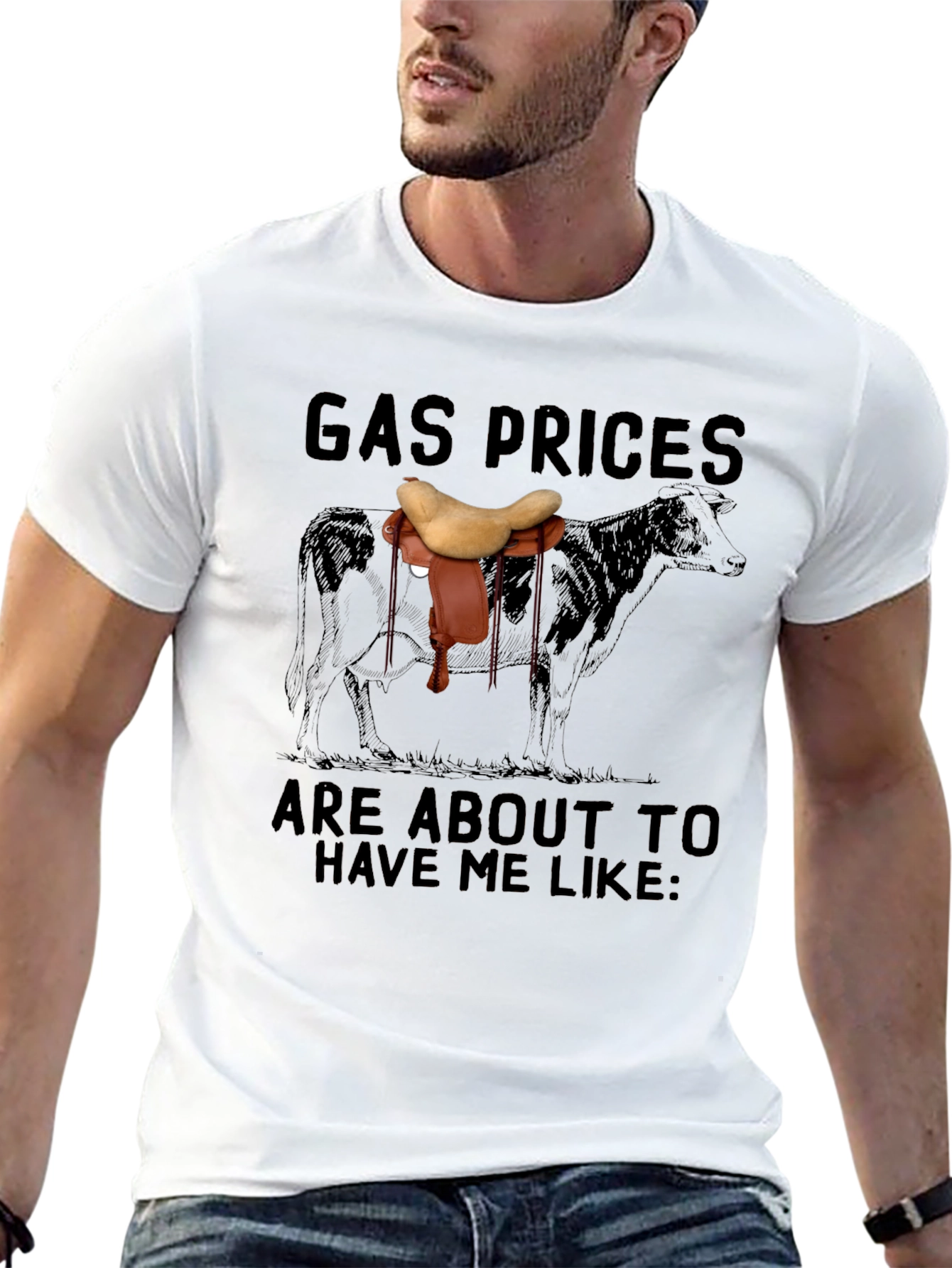 Gas Prices Cow Saddle T-Shirt
