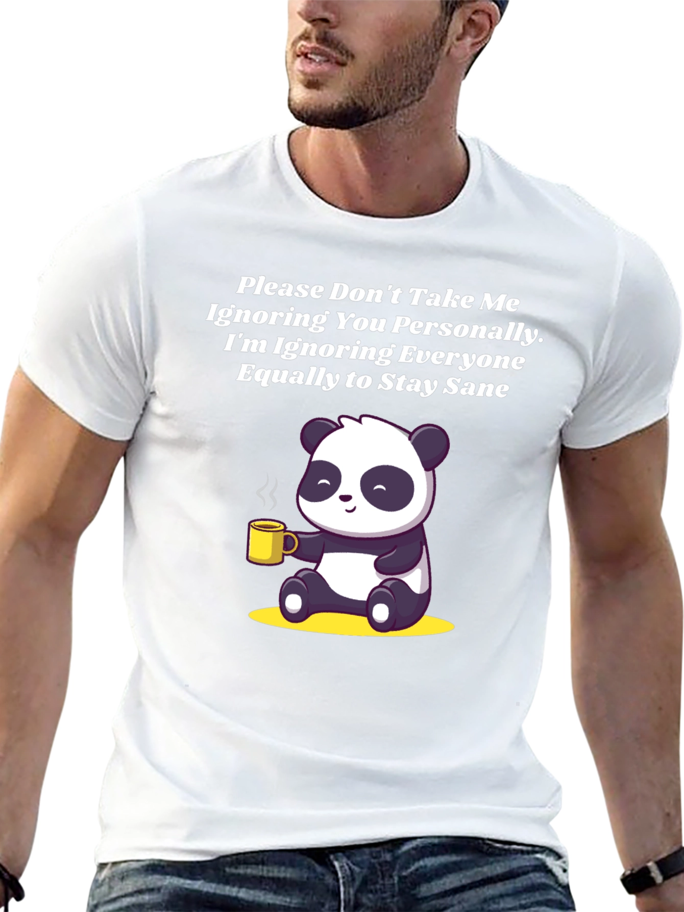 Sarcastic Panda T-Shirt: Ignoring Everyone to Stay Sane!