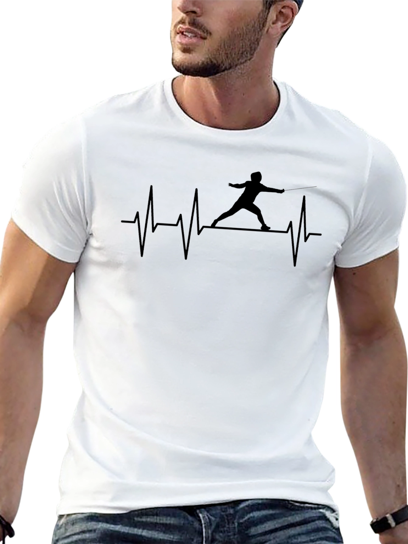 Fencer Heartbeat T-Shirt - Black Cotton Tee