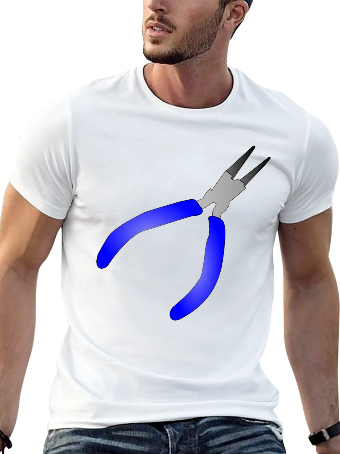Pliers Graphic Tee - Black Cotton Blend T-Shirt