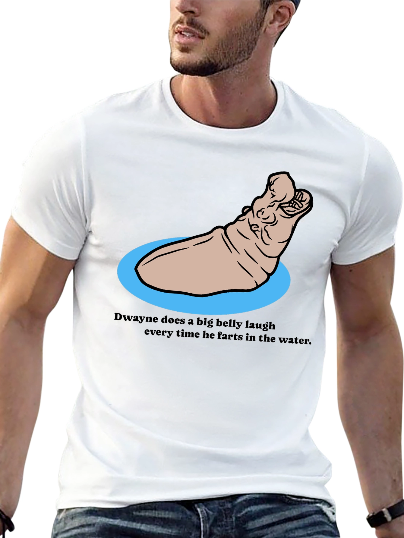 Funny Hippo T-Shirt - Dwaynes Underwater Laugh