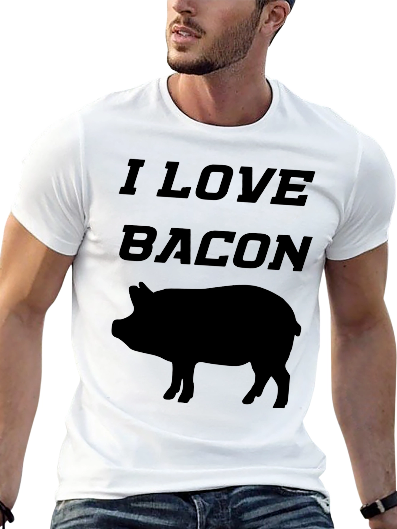 I Love Bacon Pig Graphic T-Shirt